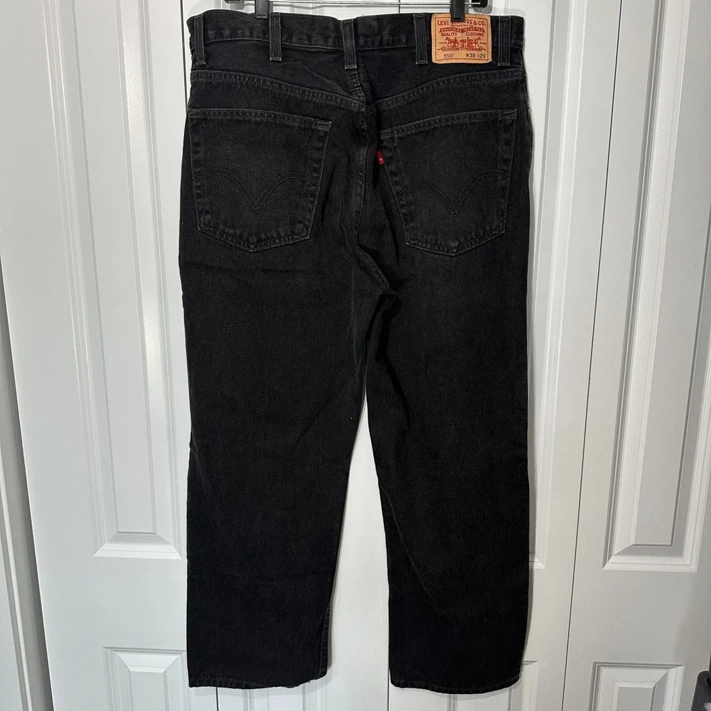 Levi's 550 Relaxed Fit Jeans Mens 38x29 Black Tapered Leg Denim Pants Grunge